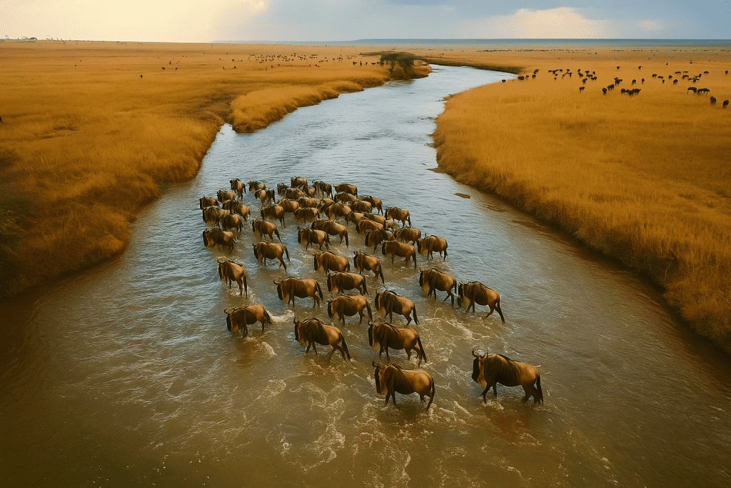 4-Day Kenya Mara Nakuru Fly-in Safari | Kenya Multi-Park Adventure 3 Wildebeest migration Mara River crossing