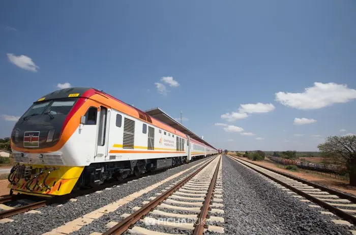 The Madaraka Express SGR train at the terminal, used to connect coastal travelers to a 4 days masai mara and lake nakuru safari.
